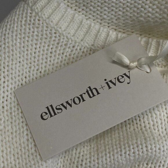 Ellsworth + Ivey Women’s Nantucket Stacked Sweater Size S Ivory Loose Knit Cotto - Picture 4 of 10
